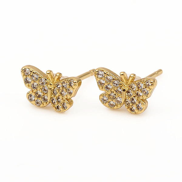 PandaHall Brass Stud Earrings, with Clear Cubic Zirconia and Ear Nuts, Butterfly, Golden, 5.5x9mm, Pin: 0.9mm Brass Butterfly Clear
PandaHall Brass Stud Earrings, with Clear Cubic Zirconia and Ear Nuts, Butterfly, Golden, 5.5x9mm, Pin: 0.9mm Brass Butterfly Clear