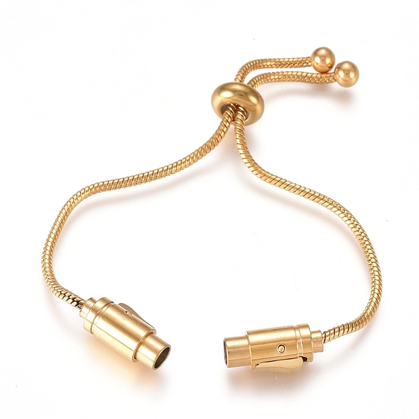 PandaHall Vacuum Plating 304 Stainless Steel Slider Bracelet/Bolo Bracelet Making, with Snake Chains and Clasp, Golden, 6-3/4 inch(17cm)...
PandaHall Vacuum Plating 304 Stainless Steel Slider Bracelet/Bolo Bracelet Making, with Snake Chains and Clasp, Golden, 6-3/4 inch(17cm)...