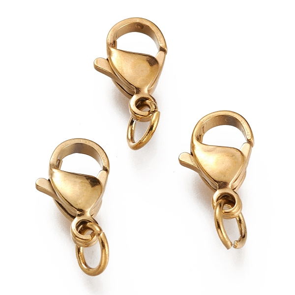 PandaHall Ion Plating(IP) 304 Stainless Steel Lobster Claw Clasps, With Jump Ring, Golden, 12x7x3.5mm, Hole: 3mm, Jump Ring: 5x0.6mm 304...
PandaHall Ion Plating(IP) 304 Stainless Steel Lobster Claw Clasps, With Jump Ring, Golden, 12x7x3.5mm, Hole: 3mm, Jump Ring: 5x0.6mm 304...