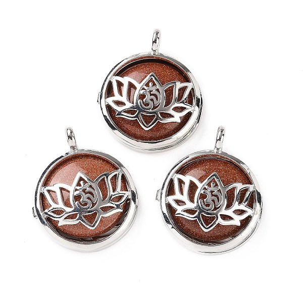 PandaHall Synthetic Goldstone Locket Pendants, Flat Round Charms, with Platinum Plated Brass Lotus Findings, 31.5x27x9mm, Hole: 4.6mm...
PandaHall Synthetic Goldstone Locket Pendants, Flat Round Charms, with Platinum Plated Brass Lotus Findings, 31.5x27x9mm, Hole: 4.6mm...