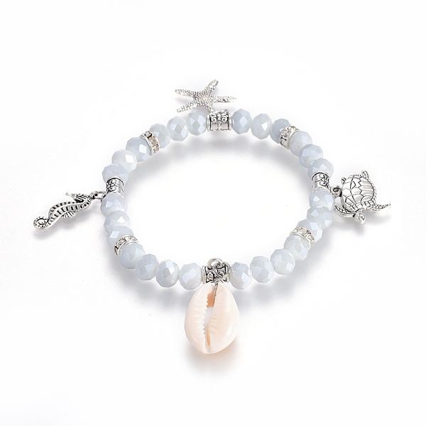 PandaHall Cowrie Shell Pendant Stretch Bracelets, with Glass Beads and Alloy Findings, Starfish/Sea Stars & Sea horse & Sea Turtle & Shell..., Gray
PandaHall Cowrie Shell Pendant Stretch Bracelets, with Glass Beads and Alloy Findings, Starfish/Sea Stars & Sea horse & Sea Turtle & Shell..., Gray