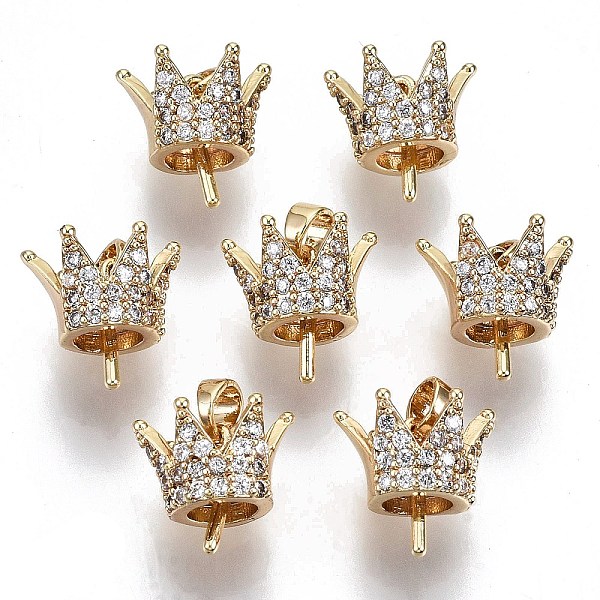 PandaHall Brass Micro Pave Cubic Zirconia Peg Bails Pendants, for Half Drilled Bead, Nickel Free, Crown, Real 18K Gold Plated, Clear...
PandaHall Brass Micro Pave Cubic Zirconia Peg Bails Pendants, for Half Drilled Bead, Nickel Free, Crown, Real 18K Gold Plated, Clear...