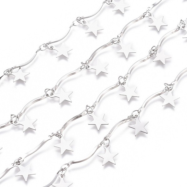 PandaHall Handmade 304 Stainless Steel Scalloped Bar Link Chains, Soldered, with Star Charms and Card Paper, Stainless Steel Color, Bar Link...
PandaHall Handmade 304 Stainless Steel Scalloped Bar Link Chains, Soldered, with Star Charms and Card Paper, Stainless Steel Color, Bar Link...