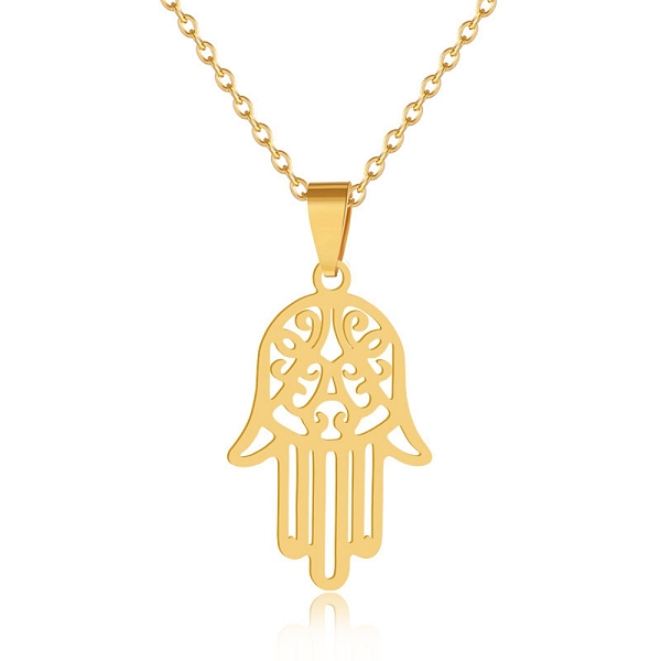 PandaHall Hollow Hamsa Hand Pendant Necklace, Stainless Steel Cable Chain Necklaces for Women Other Hamsa Hand
PandaHall Hollow Hamsa Hand Pendant Necklace, Stainless Steel Cable Chain Necklaces for Women Other Hamsa Hand