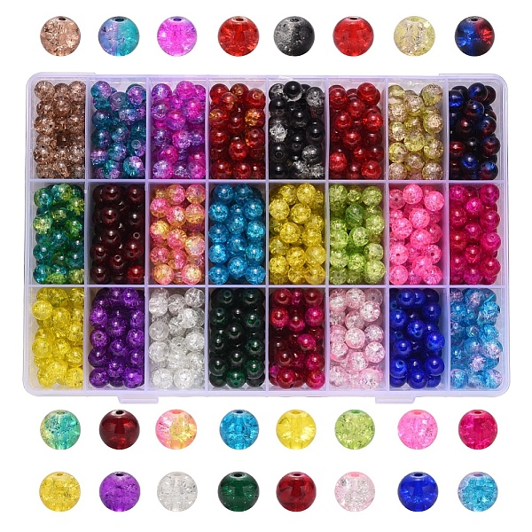 PandaHall Spray Painted Crackle Glass Beads, Round, Mixed Color, 8mm, Hole: 1.3~1.6mm, about 50pcs/color, 24 colors, 1200pcs/box Glass Round..., Multicolor
PandaHall Spray Painted Crackle Glass Beads, Round, Mixed Color, 8mm, Hole: 1.3~1.6mm, about 50pcs/color, 24 colors, 1200pcs/box Glass Round..., Multicolor