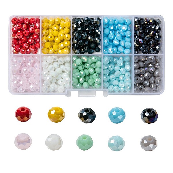 PandaHall 10 Colors Electroplate Glass Beads, Opaque Solid Color, AB Color Plated, Faceted, Rondelle, Mixed Color, 6x5mm, Hole: 1mm, 10..., Multicolor
PandaHall 10 Colors Electroplate Glass Beads, Opaque Solid Color, AB Color Plated, Faceted, Rondelle, Mixed Color, 6x5mm, Hole: 1mm, 10..., Multicolor