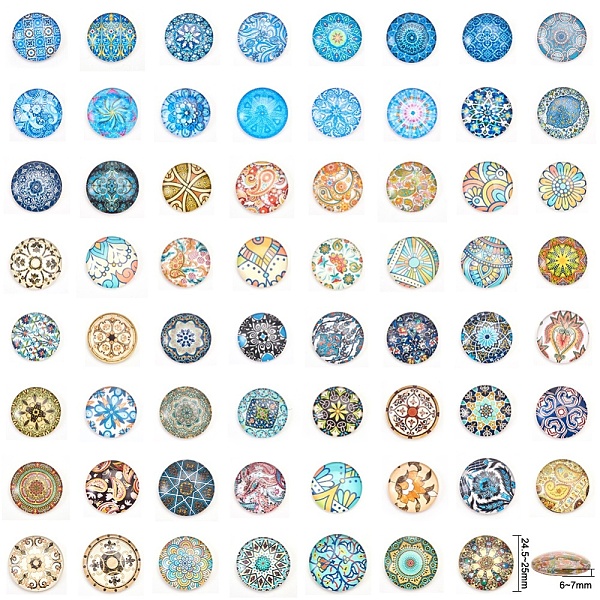 PandaHall Printed Picture Glass Cabochons, Half Round/Dome, Floral Series, Mixed Color, 24.5~25x6~7mm Glass Half Round Multicolor
PandaHall Printed Picture Glass Cabochons, Half Round/Dome, Floral Series, Mixed Color, 24.5~25x6~7mm Glass Half Round Multicolor