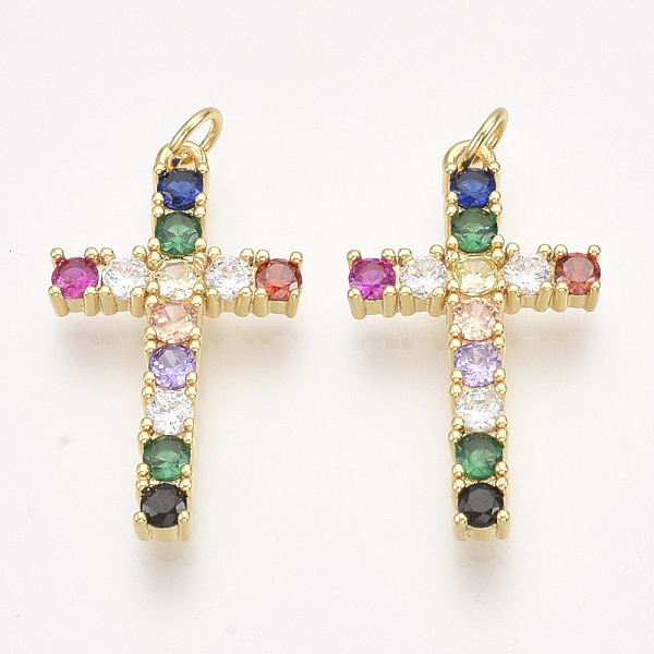 PandaHall Brass Micro Pave Cubic Zirconia Pendants, Cross, Golden, Colorful, 28x16x3mm, Hole: 3mm, Ring: 5x0.8mm Brass+Cubic Zirconia Cross
PandaHall Brass Micro Pave Cubic Zirconia Pendants, Cross, Golden, Colorful, 28x16x3mm, Hole: 3mm, Ring: 5x0.8mm Brass+Cubic Zirconia Cross