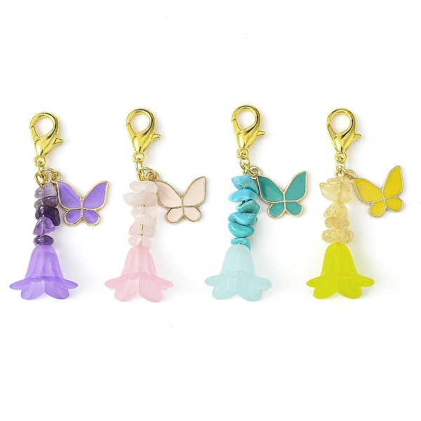 PandaHall Alloy Enamel Butterfly & Acrylic Flower Pendant Decoration, Gemstone Chips and Lobster Claw Clasps Charm, Mixed Color, 52~53mm..., Multicolor
PandaHall Alloy Enamel Butterfly & Acrylic Flower Pendant Decoration, Gemstone Chips and Lobster Claw Clasps Charm, Mixed Color, 52~53mm..., Multicolor