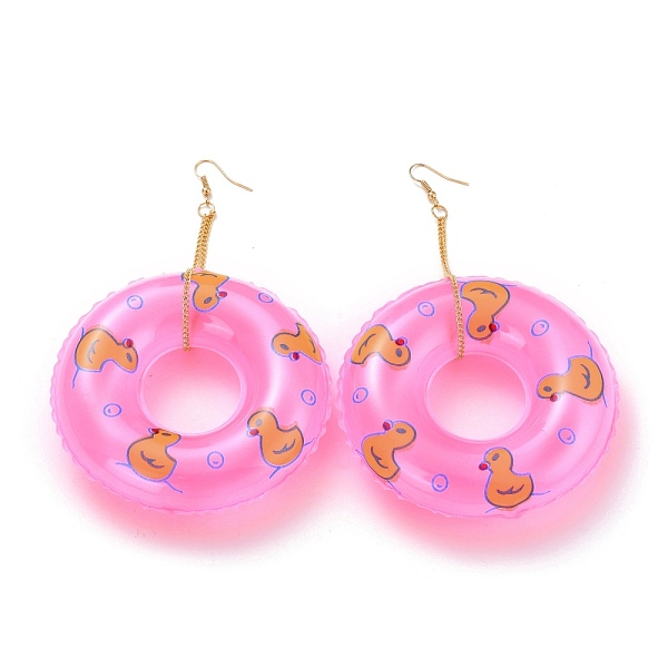 PandaHall Resin Dangle Earrings, with Light Gold Iron Earring Hooks, Swim Ring with Duck Pattern, Hot Pink, 136mm, Pin: 0.5mm Resin Duck
PandaHall Resin Dangle Earrings, with Light Gold Iron Earring Hooks, Swim Ring with Duck Pattern, Hot Pink, 136mm, Pin: 0.5mm Resin Duck