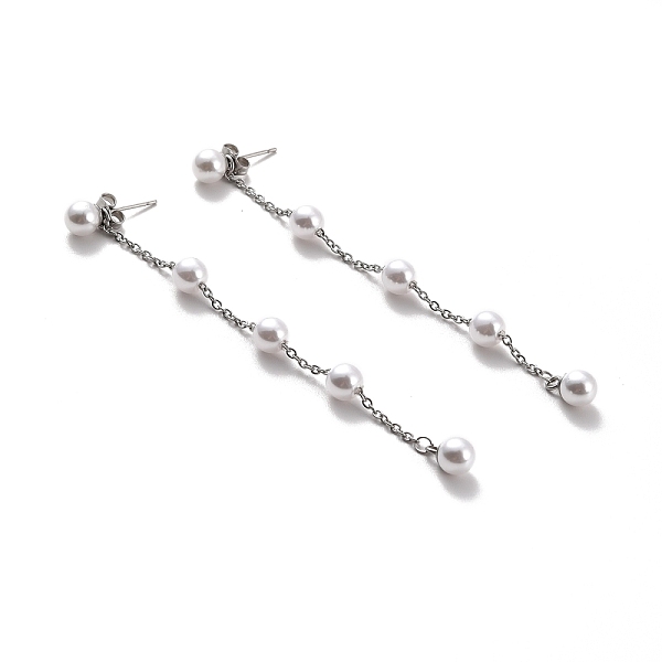 PandaHall Round Plastic Pearl Beaded Long Chain Dangle Stud Earrings, 304 Stainless Steel Drop Earrings for Women, Stainless Steel Color...
PandaHall Round Plastic Pearl Beaded Long Chain Dangle Stud Earrings, 304 Stainless Steel Drop Earrings for Women, Stainless Steel Color...