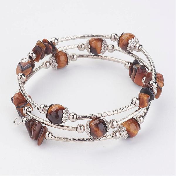 PandaHall Three Loops Wrap Natural Tiger Eye Beads Bracelets, with Brass Tube Bead, Iron Bead Spacers, Tibetan Style Bead Caps, 2-1/8 inch..., Multicolor
PandaHall Three Loops Wrap Natural Tiger Eye Beads Bracelets, with Brass Tube Bead, Iron Bead Spacers, Tibetan Style Bead Caps, 2-1/8 inch..., Multicolor