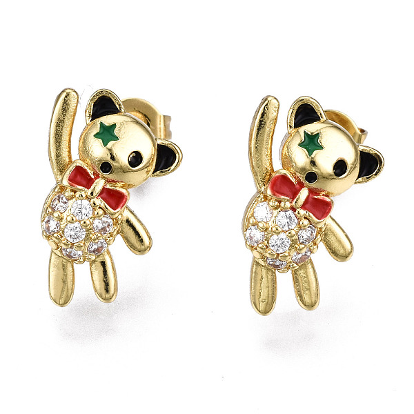 PandaHall Brass Micro Pave Cubic Zirconia Stud Earrings, with Ear Nuts and Enamel, Nickel Free, Bear, Colorful, Real 16K Gold Plated...
PandaHall Brass Micro Pave Cubic Zirconia Stud Earrings, with Ear Nuts and Enamel, Nickel Free, Bear, Colorful, Real 16K Gold Plated...