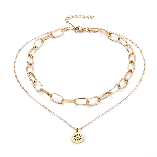 PandaHall 304 Stainless Steel Paperclip Chains Pendants Tiered Necklaces, Double Layered Necklaces, with Lobster Claw Clasps ,Flat Round...
PandaHall 304 Stainless Steel Paperclip Chains Pendants Tiered Necklaces, Double Layered Necklaces, with Lobster Claw Clasps ,Flat Round...