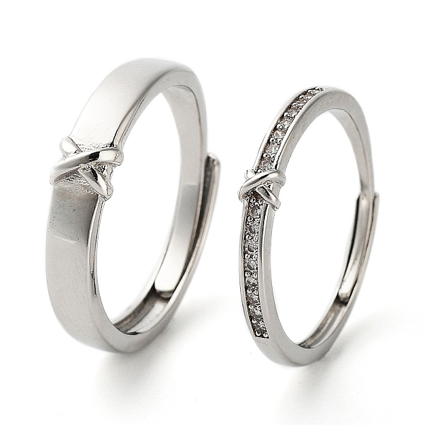 PandaHall Valentine's Day Brass Pave Clear Cubic Zirconia Adjustable Couple Rings, Knot Finger Rings, Platinum, Inner Diameter: 17mm...
PandaHall Valentine's Day Brass Pave Clear Cubic Zirconia Adjustable Couple Rings, Knot Finger Rings, Platinum, Inner Diameter: 17mm...