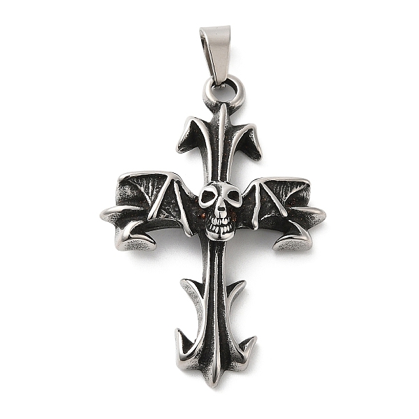 PandaHall Halloween Titanium Steel Big Pendants, Cross with Skull Charm, Antique Silver, 52x35.5x9mm, Hole: 9x4.5mm Stainless Steel Cross
PandaHall Halloween Titanium Steel Big Pendants, Cross with Skull Charm, Antique Silver, 52x35.5x9mm, Hole: 9x4.5mm Stainless Steel Cross
