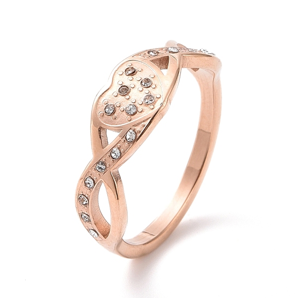 PandaHall Crystal Rhinestone Infinity with Heart Finger Ring, Ion Plating(IP) 304 Stainless Steel Jewelry for Women, Rose Gold, US Size 6~9..., Clear
PandaHall Crystal Rhinestone Infinity with Heart Finger Ring, Ion Plating(IP) 304 Stainless Steel Jewelry for Women, Rose Gold, US Size 6~9..., Clear