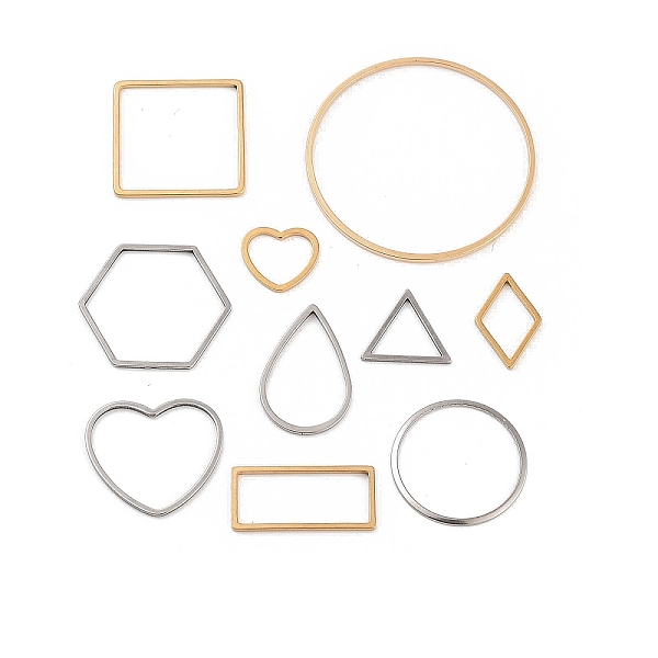 PandaHall Stainless Steel Linking Rings, Ring & Hexagon & Heart, Mixed Shapes, Golden & Stainless Steel Color, 10.5~35x10~35x1mm, Inner...
PandaHall Stainless Steel Linking Rings, Ring & Hexagon & Heart, Mixed Shapes, Golden & Stainless Steel Color, 10.5~35x10~35x1mm, Inner...