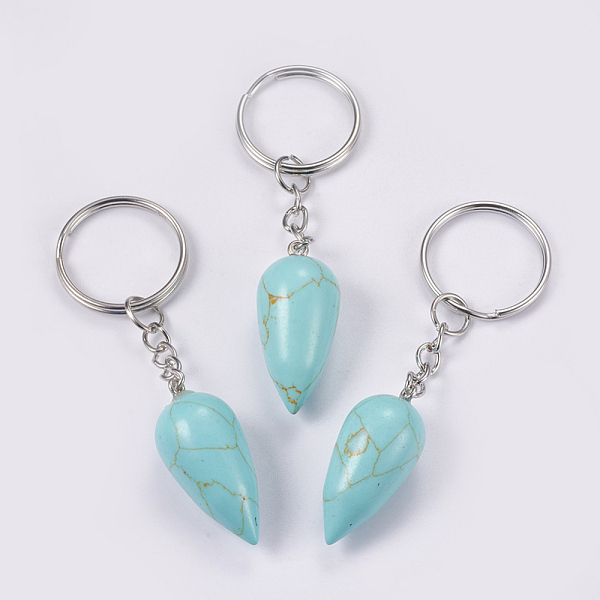 PandaHall Synthetic Turquoise Keychain, with Iron Key Rings, Platinum, teardrop, 80.5mm, Pendant: 33.5x15.5mm Synthetic Turquoise Teardrop
PandaHall Synthetic Turquoise Keychain, with Iron Key Rings, Platinum, teardrop, 80.5mm, Pendant: 33.5x15.5mm Synthetic Turquoise Teardrop