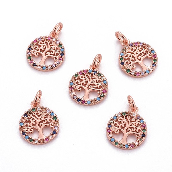 PandaHall Brass Micro Pave Cubic Zirconia Charms, with Jump Rings, Flat Round with Tree of Life, Colorful, Rose Gold, 14.5x12x1.5mm, Hole...
PandaHall Brass Micro Pave Cubic Zirconia Charms, with Jump Rings, Flat Round with Tree of Life, Colorful, Rose Gold, 14.5x12x1.5mm, Hole...