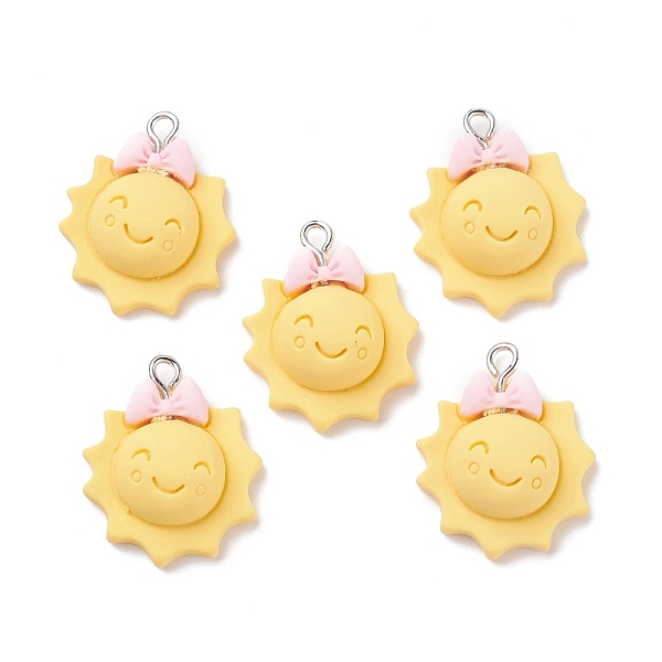 PandaHall Opaque Resin Pendants, with Platinum Tone Iron Loops, Smiling Sun with Bowknot, Yellow, 25.5x21x8.5mm, Hole: 2mm Iron+Resin Sun...
PandaHall Opaque Resin Pendants, with Platinum Tone Iron Loops, Smiling Sun with Bowknot, Yellow, 25.5x21x8.5mm, Hole: 2mm Iron+Resin Sun...
