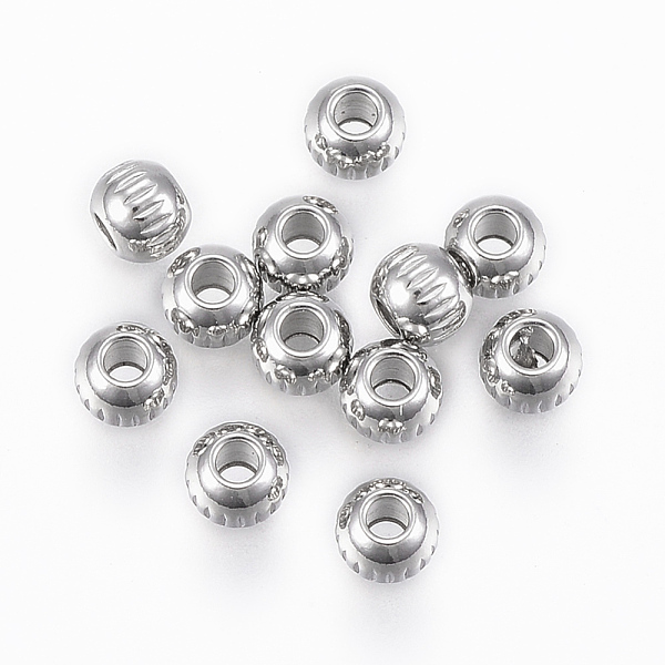 PandaHall 201 Stainless Steel Beads, Round with Vertical Stripes, Stainless Steel Color, 4x3mm, Hole: 1.2mm 201 Stainless Steel Round
PandaHall 201 Stainless Steel Beads, Round with Vertical Stripes, Stainless Steel Color, 4x3mm, Hole: 1.2mm 201 Stainless Steel Round
