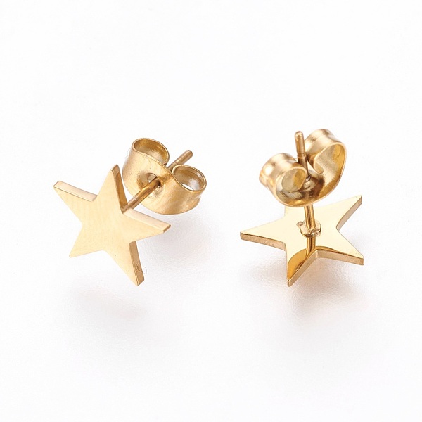 PandaHall 304 Stainless Steel Stud Earrings, Hypoallergenic Earrings, Star, Golden, 9.5x9.5x1mm 304 Stainless Steel
PandaHall 304 Stainless Steel Stud Earrings, Hypoallergenic Earrings, Star, Golden, 9.5x9.5x1mm 304 Stainless Steel