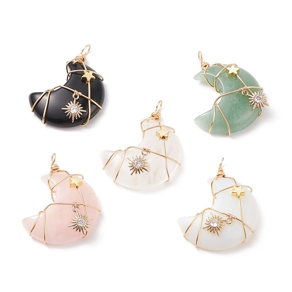 PandaHall Natural & Synthetic Gemstone Copper Wire Wrapped Pendants, Moon Charm, with Brass Clear Cubic Zirconia, 43~44x30.5~31x10.5~11.5mm...
PandaHall Natural & Synthetic Gemstone Copper Wire Wrapped Pendants, Moon Charm, with Brass Clear Cubic Zirconia, 43~44x30.5~31x10.5~11.5mm...