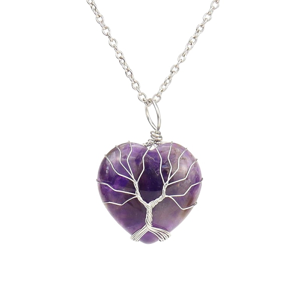 PandaHall Natural Amethyst Heart Pendant Necklaces, Platinum Copper Wire Wrap Necklace, 20.47 inch(52cm) Amethyst Heart
PandaHall Natural Amethyst Heart Pendant Necklaces, Platinum Copper Wire Wrap Necklace, 20.47 inch(52cm) Amethyst Heart
