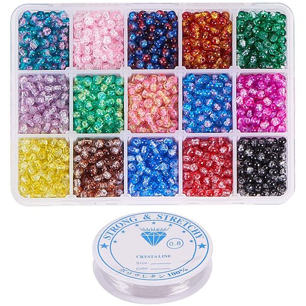 PandaHall Spray Painted Crackle Glass Beads, Round, with Crystal Thread, Mixed Color, 4mm, Hole: 1.1~1.3mm, about 230pcs/color, about..., Multicolor
PandaHall Spray Painted Crackle Glass Beads, Round, with Crystal Thread, Mixed Color, 4mm, Hole: 1.1~1.3mm, about 230pcs/color, about..., Multicolor