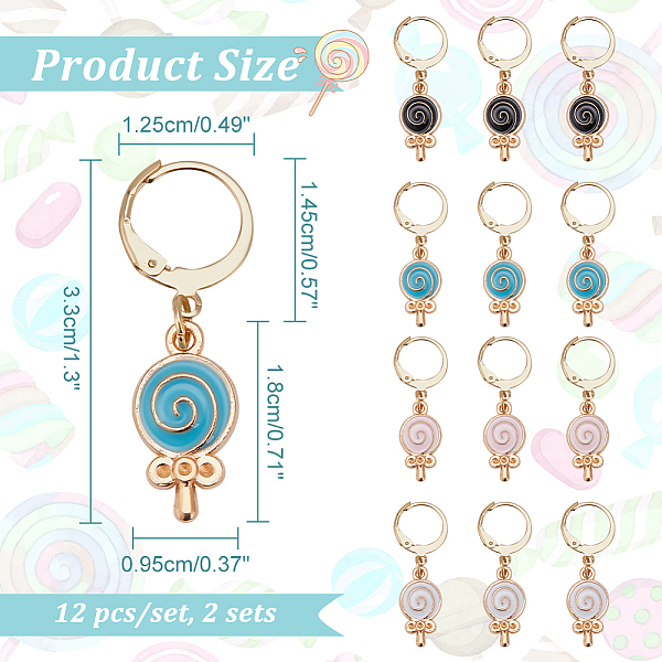 PandaHall Alloy Enamel Lollipop Locking Stitch Markers, 304 Stainless Steel Leverback Earring Stitch Marker, Mixed Color, 3.3cm, 4 color..., Multicolor
PandaHall Alloy Enamel Lollipop Locking Stitch Markers, 304 Stainless Steel Leverback Earring Stitch Marker, Mixed Color, 3.3cm, 4 color..., Multicolor
