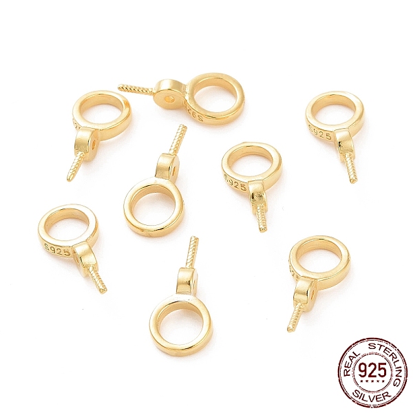 PandaHall 925 Sterling Silver Screw Eye Peg Bails, Ring, For Half-drilled Beads, Golden, 12x6x3mm, Hole: 4mm, Pin: 0.7mm Sterling Silver
PandaHall 925 Sterling Silver Screw Eye Peg Bails, Ring, For Half-drilled Beads, Golden, 12x6x3mm, Hole: 4mm, Pin: 0.7mm Sterling Silver