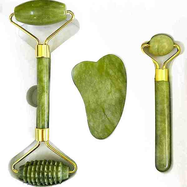 PandaHall Natural Jade Therapy Massage Tool Kit, Including Gua Sha Board & Facial Rolloer, Scraping Massage Tools, Green, 145x55mm, 3Pcs/set...
PandaHall Natural Jade Therapy Massage Tool Kit, Including Gua Sha Board & Facial Rolloer, Scraping Massage Tools, Green, 145x55mm, 3Pcs/set...