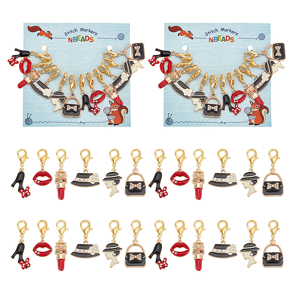 PandaHall Alloy Enamel Rhinestone Locking Stitch Markers, with Zinc Alloy Lobster Claw Clasps Stitch Marker, Bag/High-Heeled Shoes/Lip..., Multicolor
PandaHall Alloy Enamel Rhinestone Locking Stitch Markers, with Zinc Alloy Lobster Claw Clasps Stitch Marker, Bag/High-Heeled Shoes/Lip..., Multicolor