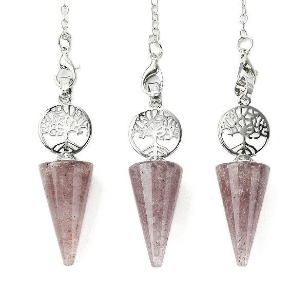 PandaHall Natural Strawberry Quartz Cone Dowsing Pendulum Big Pendants, with Tree of Life Rack Plating Platinum Plated Brass Findings...
PandaHall Natural Strawberry Quartz Cone Dowsing Pendulum Big Pendants, with Tree of Life Rack Plating Platinum Plated Brass Findings...
