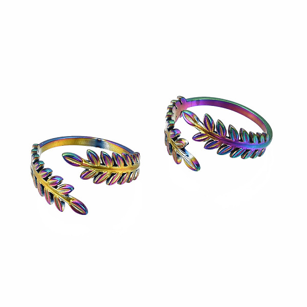 PandaHall Leaf Cuff Rings, Rainbow Color 304 Stainless Steel Open Rings for Women, US Size 7 3/4(17.9mm) 304 Stainless Steel
PandaHall Leaf Cuff Rings, Rainbow Color 304 Stainless Steel Open Rings for Women, US Size 7 3/4(17.9mm) 304 Stainless Steel