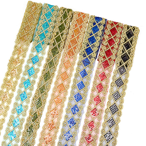 PandaHall 14 Yards 7 Colors Polyester Embroidery Mesh Lace Ribbons, Rhombus Pattern Lace Trim with Paillette, Clothing Accessories, Mixed..., Multicolor
PandaHall 14 Yards 7 Colors Polyester Embroidery Mesh Lace Ribbons, Rhombus Pattern Lace Trim with Paillette, Clothing Accessories, Mixed..., Multicolor