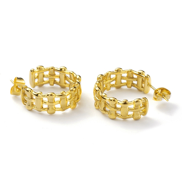 PandaHall 304 Stainless Steel Fence Wrap Stud Earrings, Half Hoop Earrings for Women, Real 18K Gold Plated, 22.5x8mm, Pin: 0.6mm 304...
PandaHall 304 Stainless Steel Fence Wrap Stud Earrings, Half Hoop Earrings for Women, Real 18K Gold Plated, 22.5x8mm, Pin: 0.6mm 304...