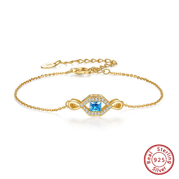 PandaHall 925 Sterling Silver Eye Link Bracelet for Women, with Deep Sky Blue Cubic Zirconia, with S925 Stamp, Real 14K Gold Plated, 6-3/8...
PandaHall 925 Sterling Silver Eye Link Bracelet for Women, with Deep Sky Blue Cubic Zirconia, with S925 Stamp, Real 14K Gold Plated, 6-3/8...