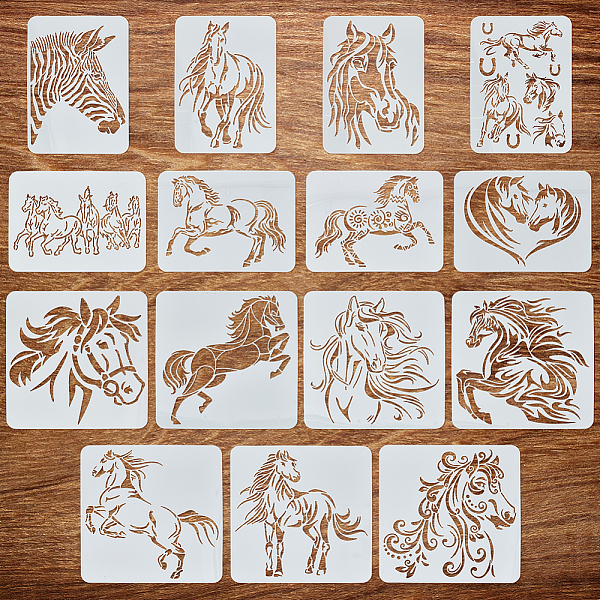 PandaHall PET Hollow Out Drawing Painting Stencils, for DIY Scrapbook, Photo Album, Horse, 210~300x297~300mm, 15pcs/set Plastic Horse
PandaHall PET Hollow Out Drawing Painting Stencils, for DIY Scrapbook, Photo Album, Horse, 210~300x297~300mm, 15pcs/set Plastic Horse