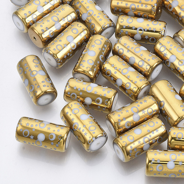 PandaHall Electroplate Glass Beads, Column with Dot and Star Pattern, Gold, 20x10mm, Hole: 1.2mm, about 50pcs/bag Glass Others Gold
PandaHall Electroplate Glass Beads, Column with Dot and Star Pattern, Gold, 20x10mm, Hole: 1.2mm, about 50pcs/bag Glass Others Gold