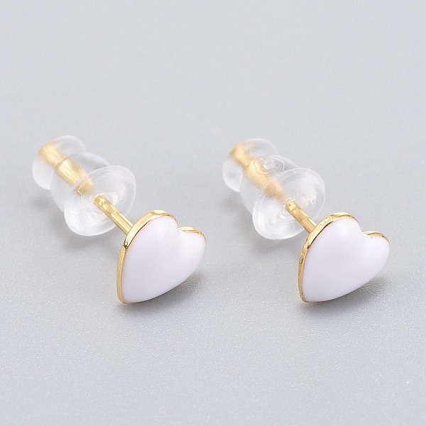 PandaHall Brass Enamel Stud Earrings, with Plastic Ear Nuts, Long-Lasting Plated, Heart, Real 18K Gold Plated, White, 6x6.5mm, Pin: 1mm...
PandaHall Brass Enamel Stud Earrings, with Plastic Ear Nuts, Long-Lasting Plated, Heart, Real 18K Gold Plated, White, 6x6.5mm, Pin: 1mm...