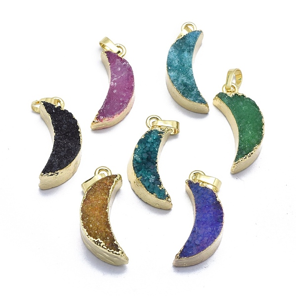 PandaHall Natural Druzy Agate Pendants, Edge Golden Plated, with Golden Tone Brass Finding, Moon, Dyed & Heated, Mixed Color..., Multicolor
PandaHall Natural Druzy Agate Pendants, Edge Golden Plated, with Golden Tone Brass Finding, Moon, Dyed & Heated, Mixed Color..., Multicolor