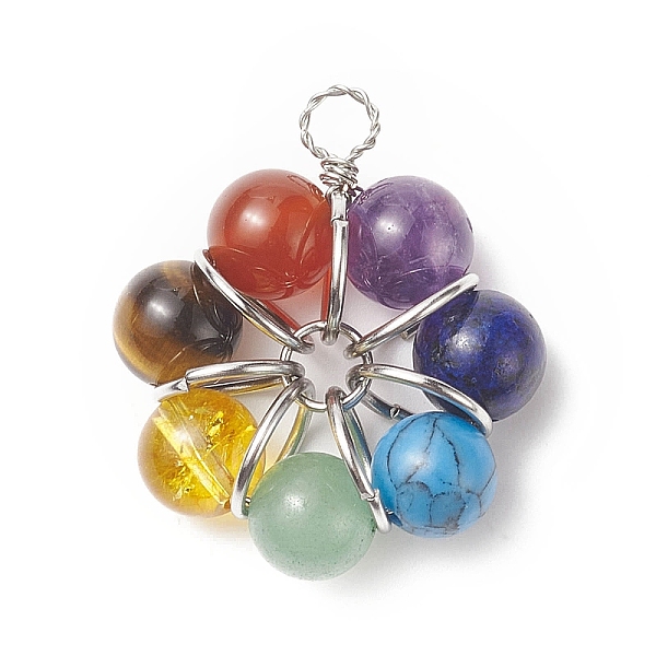 PandaHall 7 Chakrs Gemstone Copper Wire Wrapped Pendants, Flower Charms with Mixed Stone, Platinum, 32.5x28x10mm, Hole: 4mm Mixed Stone...
PandaHall 7 Chakrs Gemstone Copper Wire Wrapped Pendants, Flower Charms with Mixed Stone, Platinum, 32.5x28x10mm, Hole: 4mm Mixed Stone...