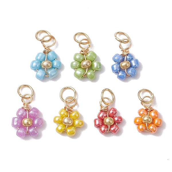 PandaHall Opaque Glass Charms, with Jump Ring, Flower, Mixed Color, 11~12.5x8~9x4mm, 7pcs/set Glass Flower Multicolor
PandaHall Opaque Glass Charms, with Jump Ring, Flower, Mixed Color, 11~12.5x8~9x4mm, 7pcs/set Glass Flower Multicolor