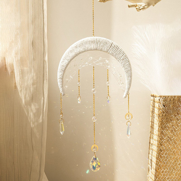 PandaHall Glass Teardrop Pendant Decoration, Hanging Suncatchers, Moon, Clear AB, 440mm Glass Moon White
PandaHall Glass Teardrop Pendant Decoration, Hanging Suncatchers, Moon, Clear AB, 440mm Glass Moon White