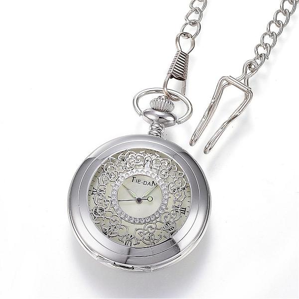 PandaHall Carved Alloy Flat Round Pendant Necklace Quartz Pocket Watches, with Iron Chains, Platinum, 14.56 inch(37cm) Alloy
PandaHall Carved Alloy Flat Round Pendant Necklace Quartz Pocket Watches, with Iron Chains, Platinum, 14.56 inch(37cm) Alloy