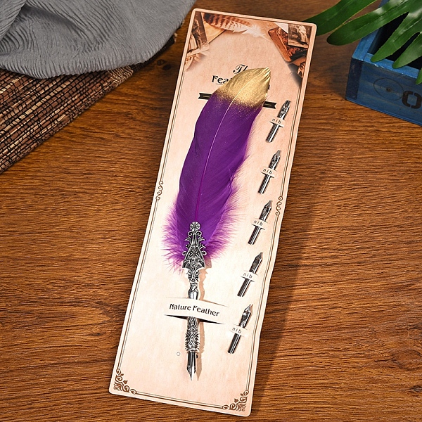 PandaHall Feather Quill Pen, Vintage Feather Dip Ink Pen, Zinc Alloy Pen Stem Writing Quill Pen Calligraphy Pen As Christmas Birthday Gift..., Purple
PandaHall Feather Quill Pen, Vintage Feather Dip Ink Pen, Zinc Alloy Pen Stem Writing Quill Pen Calligraphy Pen As Christmas Birthday Gift..., Purple
