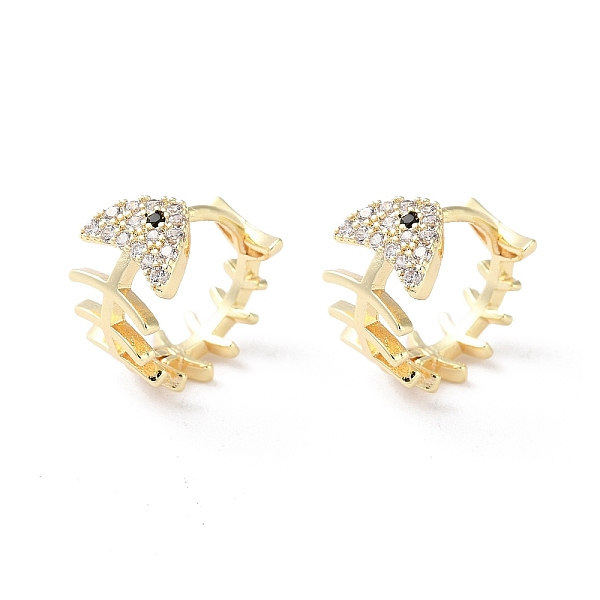 PandaHall Brass Micro Pave Cubic Zirconia Hoop Earrings, Fish Bone, Real 18K Gold Plated, 11x6mm Cubic Zirconia Fish Clear
PandaHall Brass Micro Pave Cubic Zirconia Hoop Earrings, Fish Bone, Real 18K Gold Plated, 11x6mm Cubic Zirconia Fish Clear