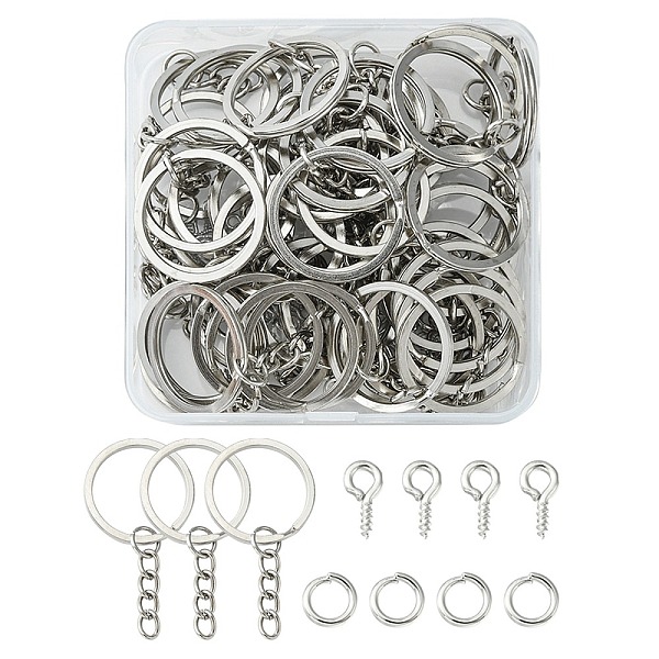 PandaHall DIY Keychain Making Finding Kit, Including Brass Jump Rings, Iron Split Key Rings & Screw Eye Pin Peg Bails, Platinum, 150Pcs/box...
PandaHall DIY Keychain Making Finding Kit, Including Brass Jump Rings, Iron Split Key Rings & Screw Eye Pin Peg Bails, Platinum, 150Pcs/box...